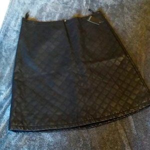 Eloquii black quilted faux leather A-line skirt